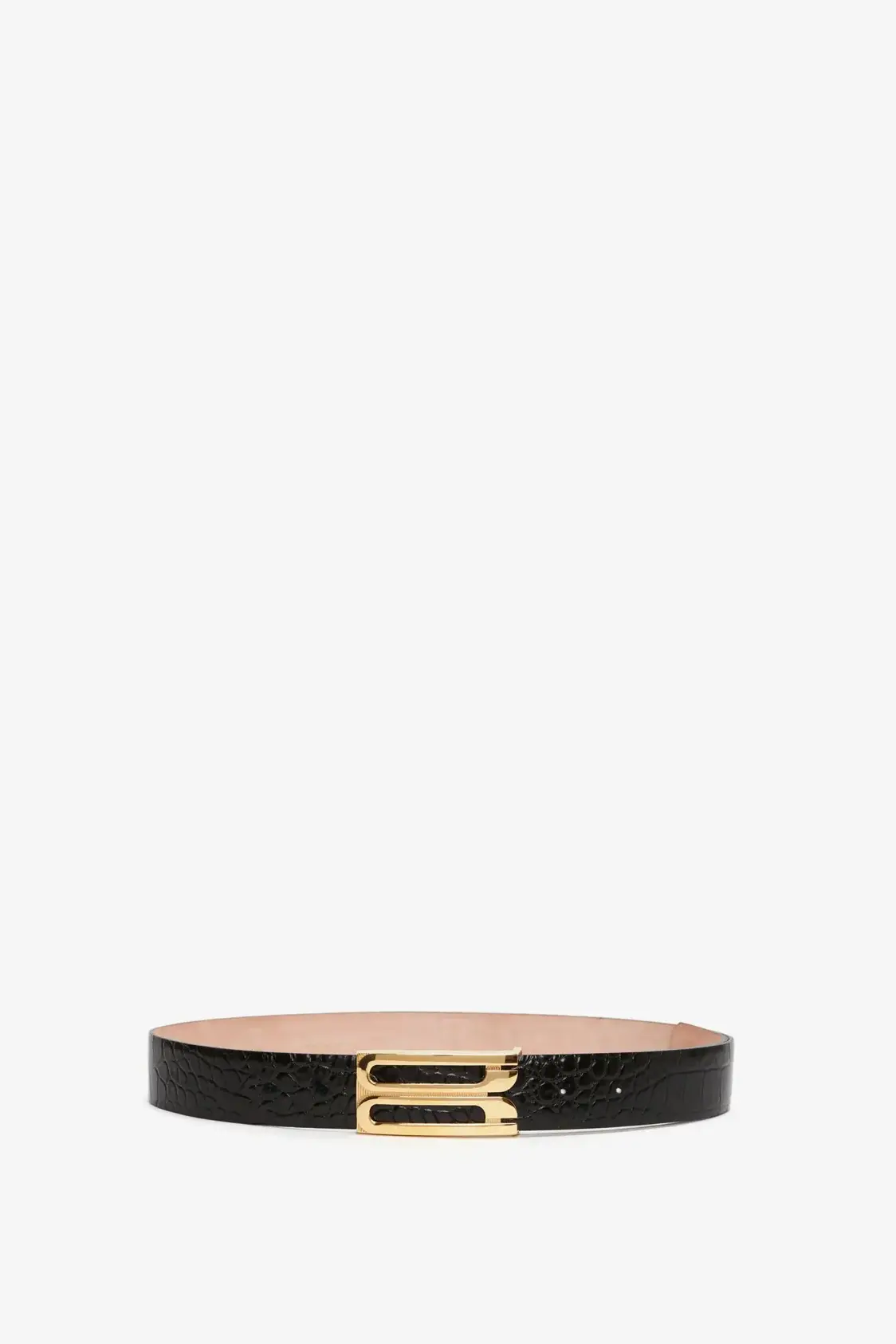 Jumbo Frame Belt In Black Croc-Effect Leather (Copy)